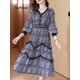 thumbnail image 1 of 2023 Vestidos Fashion Summer Chiffon Lace Elegant Women Printed Floral Midi Dress V-Neck Slim Female Robe Women's Lady DressesL Gao Jinjia LED, 1 of 2