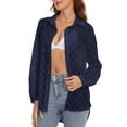 thumbnail image 7 of NeedBo Women's Button Down Long Sleeve V Neck Mesh Shirt See Through Sheer Blouse Tops, Navy M, 7 of 7