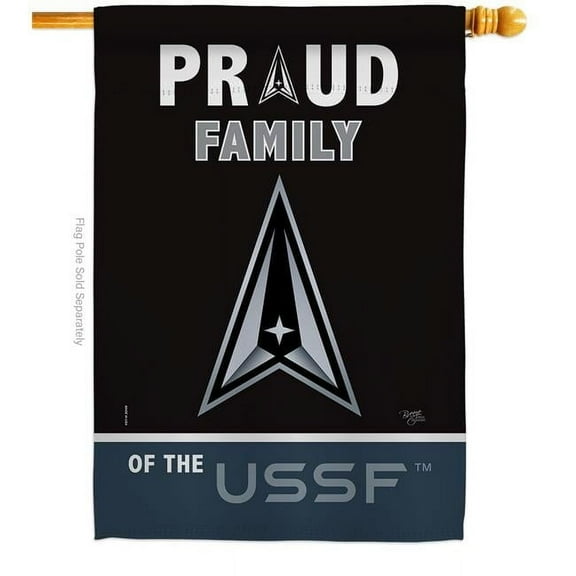 Breeze Decor H108467-BO Proud Family USSF House Flag Armed Forces Space Force 28 x 40 in. Double-Sided Decorative Vertical Flags for Decoration Banner Garden Yard Gift