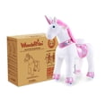 thumbnail image 5 of WondeRides Ride on Pink Unicorn Horse Toy Riding Horse Pony Walking Rocking Plush Animal as Birthday Gifts for Children for 4-9 Years Old, 5 of 9