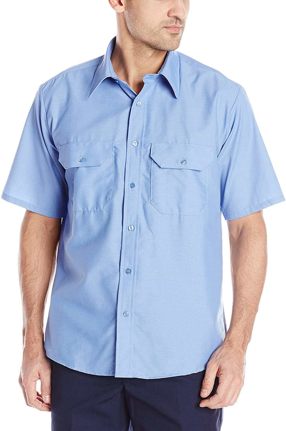 Red Kap Men's Solid Dress Uniform Shirt, Petrol Blue, Short Sleeve X ...