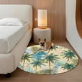 thumbnail image 3 of 7ft Washable Round Rug, Summer Palm Tree Non-Slip Circle Area Rug for Living Room Dining Room, Vintage Coconut Tree Botanical Tropical Leaf Yellow Indoor Floor Mat for Home Decor, 3 of 9