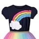 thumbnail image 4 of Vestido de Niña Azul Marino de Manga Corta Falda de Tul Arcoíris Fiesta de Cumpleaños 4 Años, 4 of 6