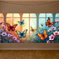 thumbnail image 6 of Beautiful Butterfly and Flower Design Background Banner Party Decors Backdrop for Garden Parties Outdoor Celebrations Photo Shoots and Spring Events, 6 of 8
