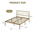 Litake Queen Bed Frame, Gold Metal Queen Size Platform Bed Frame with