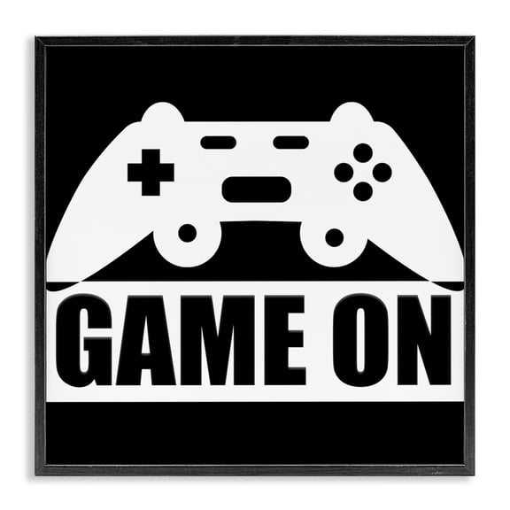 Game On Retro Black & White Black Framed Giclee Art, design by Kim Allen