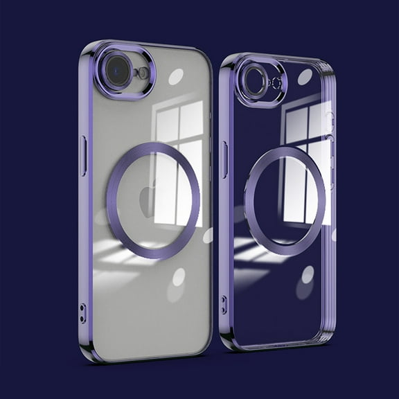 Allytechgroup Clear Magnetic Case for Apple iPhone 17e 16e, Compatible with Magsafe Anti-Scratch Not-Yellowing Bumper Shockproof Slim Cover for iPhone 17e 16e, Darkpurple