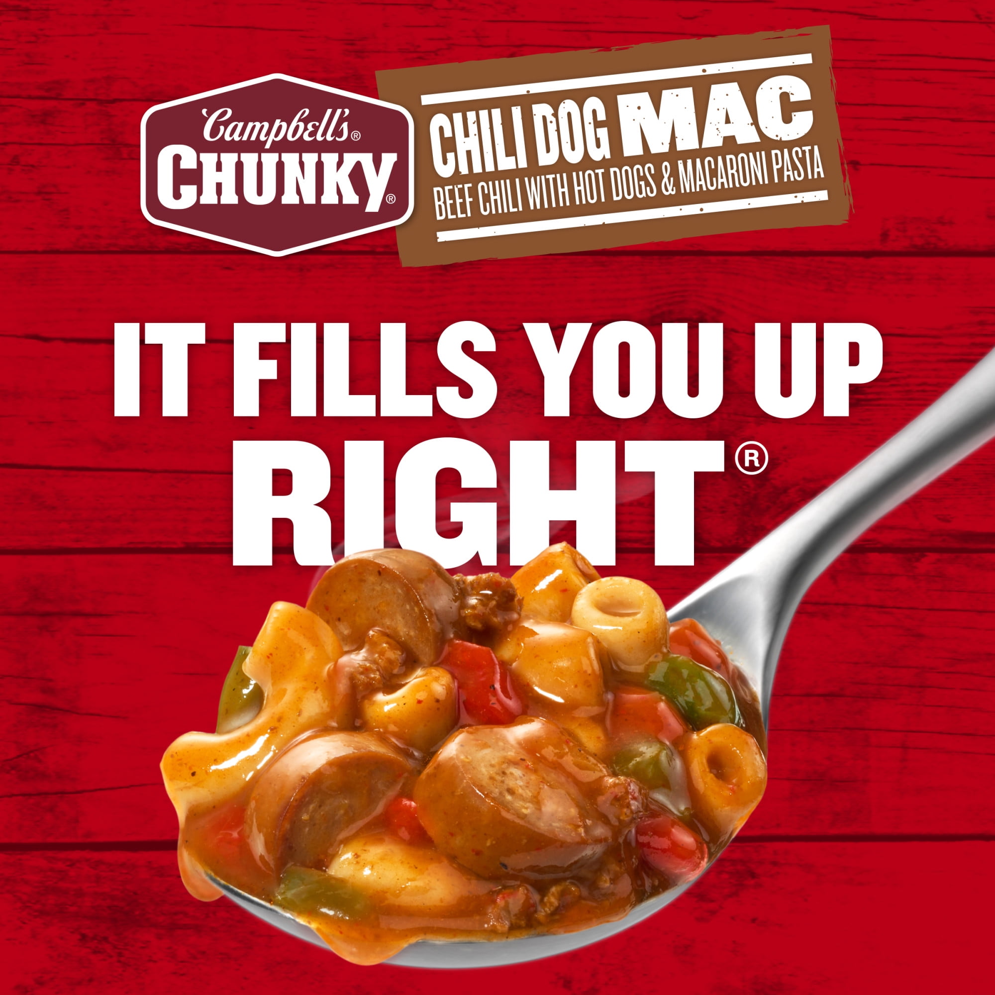 (12 pack) Campbell’s Chunky Chili Dog Mac Soup, 18.8 oz Can
