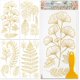 thumbnail image 1 of 4 láminas de calcomanías para muebles con diseño de hojas de helecho, 15 x 30 cm (6 x 12 pulgadas), con efecto dorado. Adhesivo UV autoadhesivo para decoración de paredes y manualidades., 1 of 7