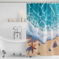 thumbnail image 4 of Ocean Beach Waterproof Fabric Shower Curtain,Coastal Nautical Starfish Shells Sea Waves Waterproof Fabric Shower Curtain for Bathroom Curtains Bathtubs Shower Curtains with 12 Hooks Extra Long 72x84, 4 of 8