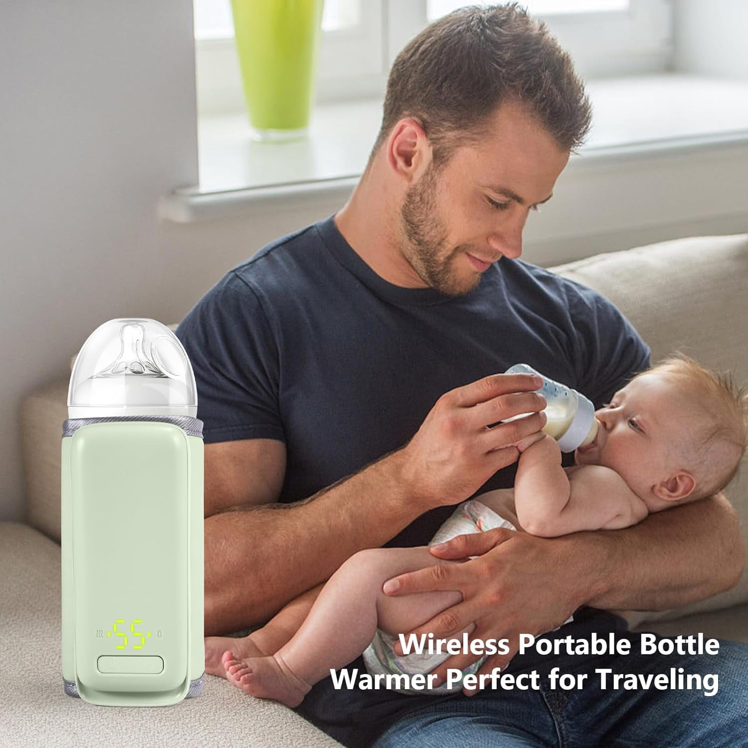 Wiher Portable Baby Bottle Warmer for Keeping Temperature, Portable Warmer with Light, Powered by USB Cable, Keeps Baby's Milk and Feeding Temperature, Car Bottle Warmer