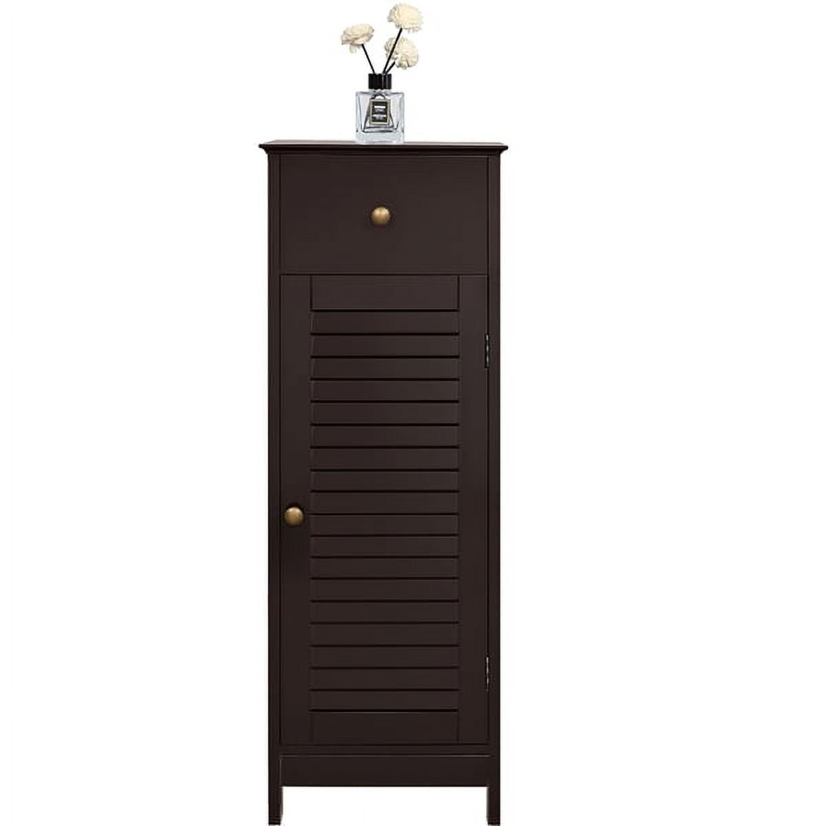 Alden Design Wooden Storage Floor Cabinet with Drawer for Bathroom, Espresso