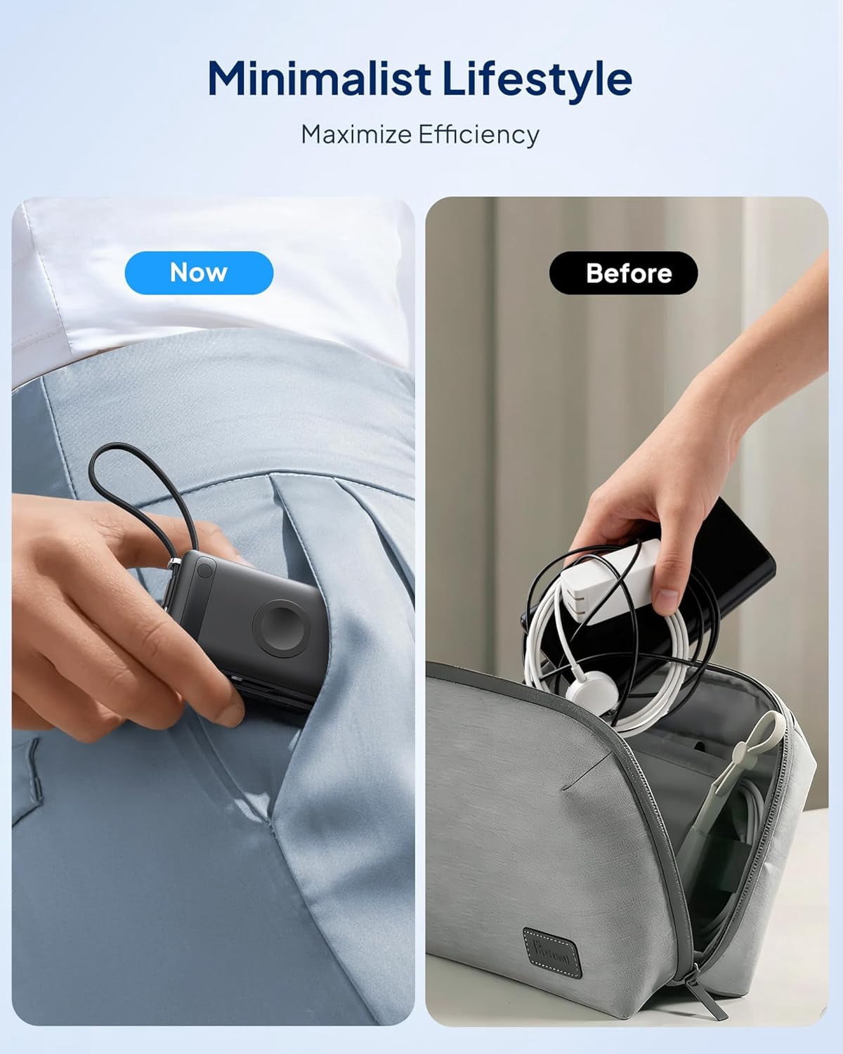 2026 Latest Nano Portable Charger with Built-in Wall Plug and Cables, All in One 10000mAh 22.5W Fast Charging USB C Power Bank Travel Essentials Battery Pack for iPhone Apple Watch Android
