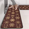 thumbnail image 2 of Kitchen Rugs Sets Of 2,Brown Christmas Snowflake Pattern Anti Fatigue Kitchen Mat Rugs Non Slip Washable,Decorative Kitchen Floor Mats for Kitchen,Sink,Laundry,17"x47"+17"x47", 2 of 5