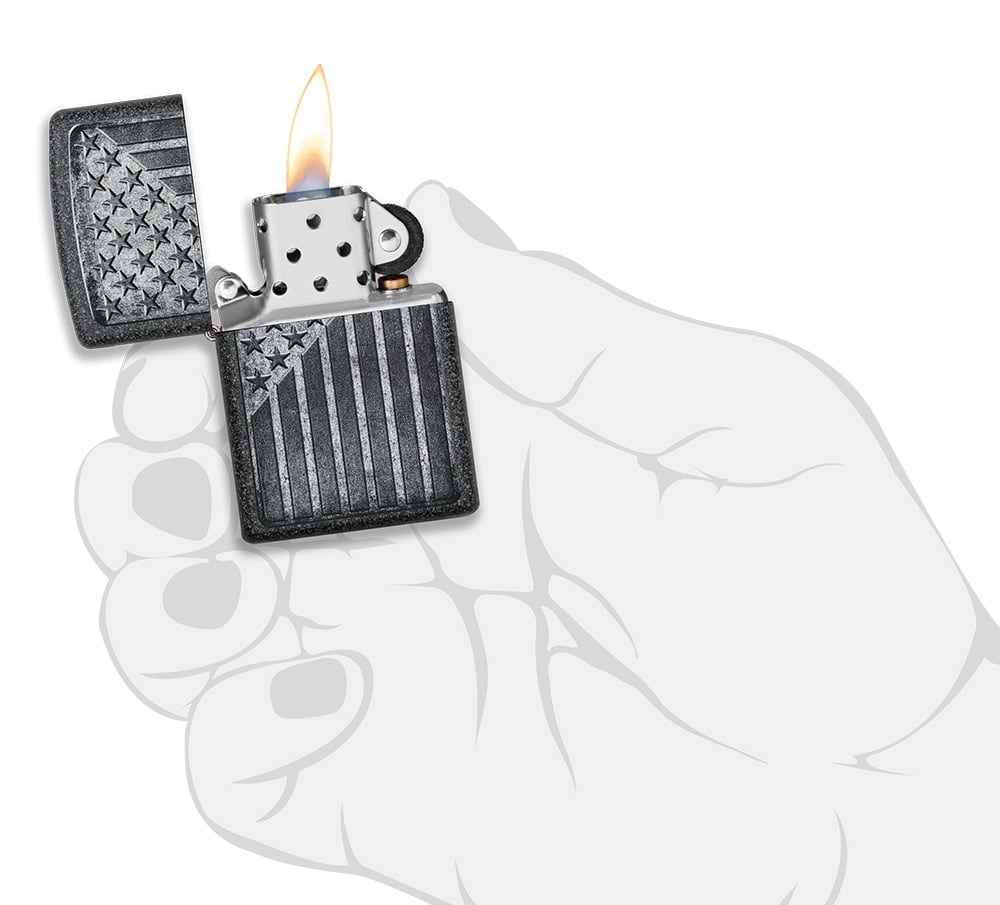 Zippo Stars and Stripes Design Iron Stone Pocket Lighter