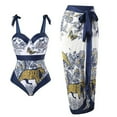 thumbnail image 1 of Maillot de Bain une Pièce pour Femmes avec Jupe Bikini Maxi, Ensemble Tankini à Imprimé Floral, 1 of 9