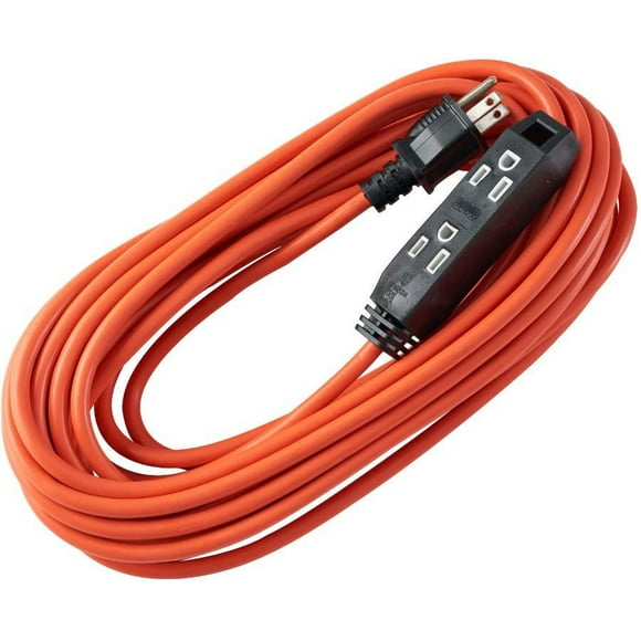 3 Outlet SJTW Orange Outdoor Extension Cord - 10 m