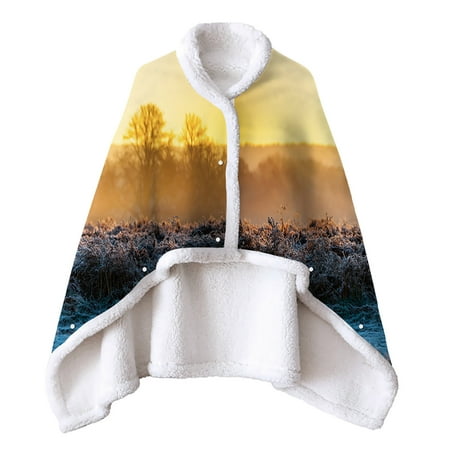 

Floleo Girls Kids Outfits Thick Double Sided Blankets Christmas Elk Baby Blanket Warm Cardigan Cape Wearable Fleece With Sleeves Soft Plush Throw Wrap Cover