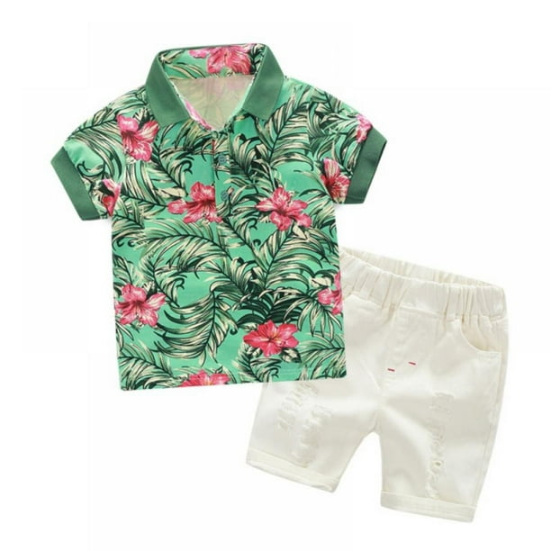 In sail classical Toddler Boys Summer Short Sleeve Casual Floral Hawaiian Shirts and Shorts  Clothes Set 1-6 Years - Walmart.com