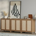 thumbnail image 4 of SICOTAS 34.3"W Rattan Sideboard Buffet Cabinet, Kitchen Credenzas with 2 Doors & Adjustable Shelves, Console Table with Storage Cabinets for Living Dining Room, Oak, 4 of 11