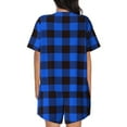 thumbnail image 3 of Bixox Women's Buffalo Plaid Blue Black Printed Pajama Set 2 Piece Lounge Set Top and Shorts Soft Pajamas, Shorts with Pockets, 3 of 7
