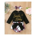thumbnail image 2 of Qiylii Baby Girls Clothes Set, Long Sleeve Letter Romper+Plaid Shorts+Headdress, 2 of 7