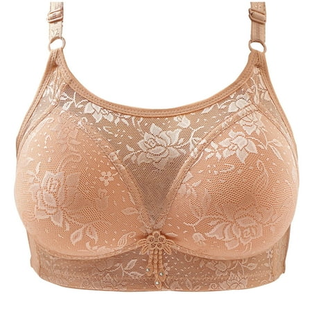 SMihono Women s No Underwire Bras Mesh Trendy Lace Push Up Bra Underwear Full Coverage Underwear Adjustable Straps Bralettes Beige 6