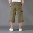 thumbnail image 4 of Twill Cargo Shorts for Men Multi Pockets Mens Long Shorts Below Knee Casual Hiking Summer Capri Pants Big and Tall Size M-5XL Yellow, 4 of 6