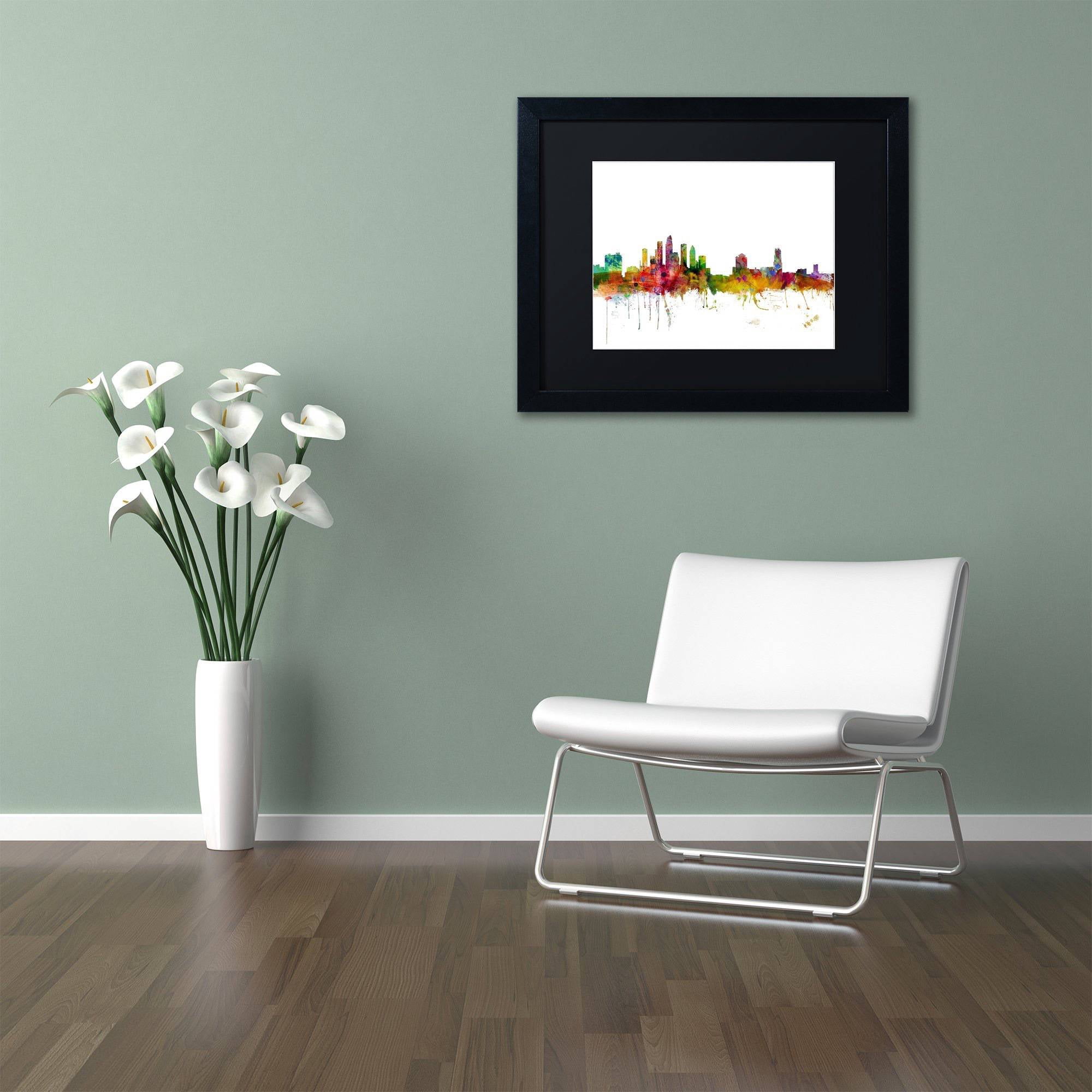 Trademark Fine Art 'Tampa Florida Skyline' Canvas Art by Michael Tompsett, Black Matte, Black Frame