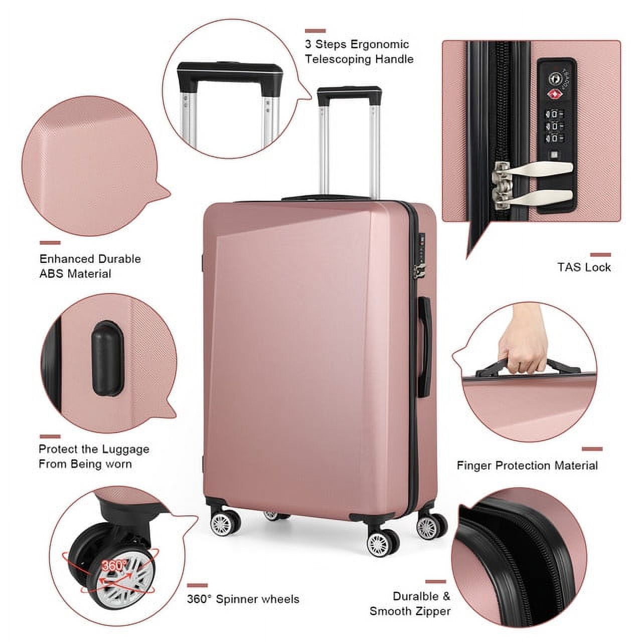 Hikolayae Cottage Collection Hardside Spinner Luggage Sets in Rose Gold, 3 Piece - TSA Lock