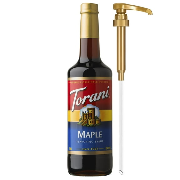 Torani Coffee Syrup, Maple DEF29 Flavoring for Drinks, Glass Bottle with Pump Included, 25.4 Fl Oz