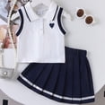thumbnail image 6 of oqasdz Girls Summer Outfits 2 Piece Sleeveless Top with Plaid Pleated Skirt Preppy School Toddler Kids Clothing Sets Daily Wear, 6 of 7