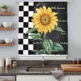 thumbnail image 4 of Sunflower Semi Sheer Curtains Drapes for Living Room, Bedroom, French Doors Window 96 Inches Long, Yellow Floral Black White Plaid Watercolor Rod Pocket Chiffon Curtain Drapery Voile Draperies Panel, 4 of 8