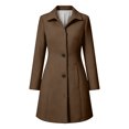 thumbnail image 6 of Qiggri Women's Winter Overcoat Peter Pan Collar Single Breasted Pea Coat A Line Outerwear Long Sleeve Pockets Work Office Business Casual XL, 6 of 9