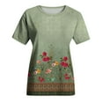 thumbnail image 5 of Wycnly Womens Tops Dressy Casual Breathable Comfy Loose Fit Ladies Vintage Pullover Tshirts Summer Short Sleeve Round Neck Tops Floral Print Blouse Green m, 5 of 5