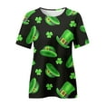 thumbnail image 3 of Prolriy T-Shirt de la Saint-Patrick pour Femmes Printemps Col Rond Manches Courtes Imprimé Saint-Patrick T-Shirts Décontractés Amples pour Femmes, Hauts pour Femmes Noir S, 3 of 3