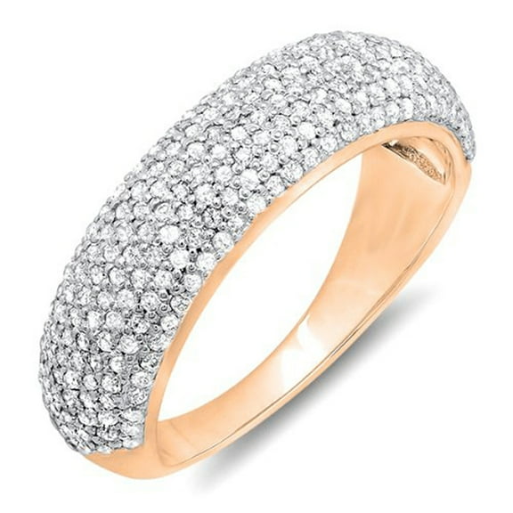 Dazzlingrock Collection 0.90 Carat (ctw) 10K Round Diamond Anniversary Wedding Band Ring, Rose Gold, Size 8