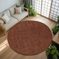 thumbnail image 3 of Dark Brown 7ft Round Rug, Farmhouse Burlap Solid Brown Color Modern Linen Texture Non-Skid Rubber Backing Large Area Rugs - Living Room Bedroom Home Office, Indoor Floor Mat Carpets Washable Rug, 3 of 9