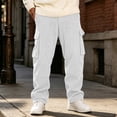 thumbnail image 2 of Wide Leg Cargo Pants for Men,Loose Straight Leg Casual Trousers with Multi Pockets for Home Loungewear, 2 of 7