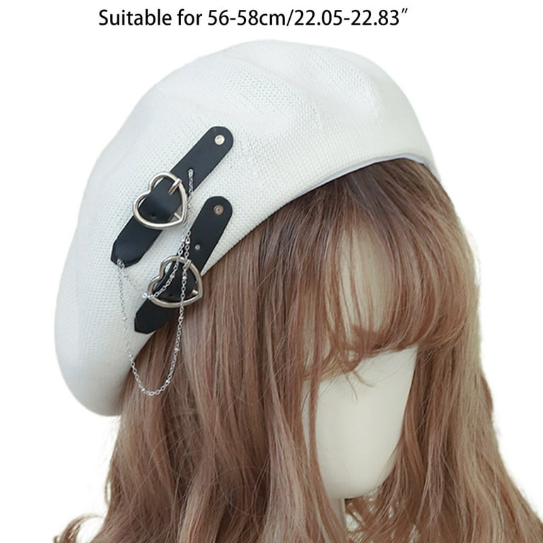 Fashion Lolita Girls Heart Buckle JK Hat Kawaii Sweet Cool Punk