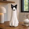 thumbnail image 6 of Large Ghost with Bow Tabletop Decoration, Halloween Ghost Figurine, Spooky 3D Print Statue For Mantel Shelf Entryway Table Fall Holiday Decoration, Black and White, 10", 6 of 7