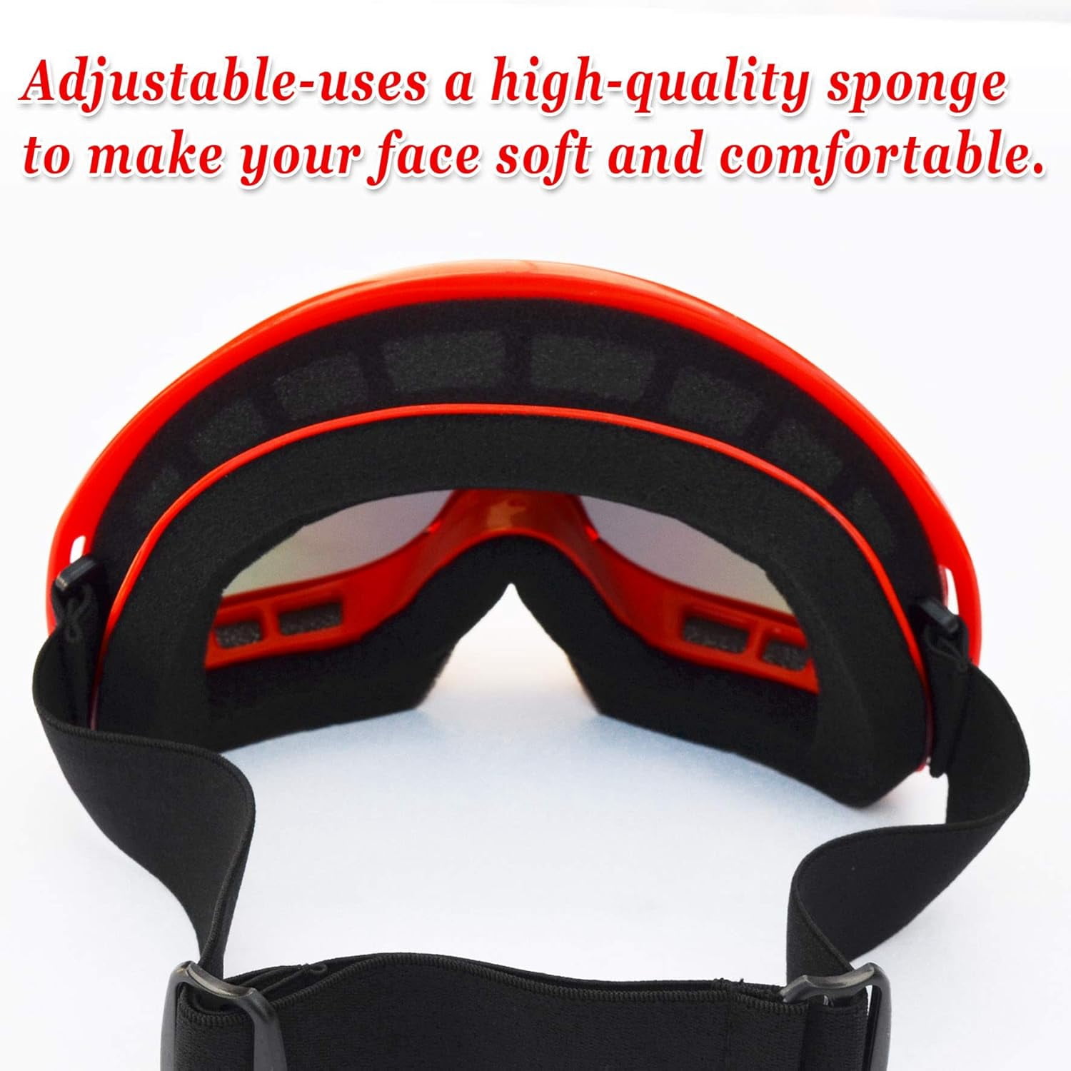 SUNRISEUMBRELLA Motorcycle and Bike Goggles Clear Skiing Ski Goggles Sport Goggles UV400 Anti-fog Sunglasses (Red)