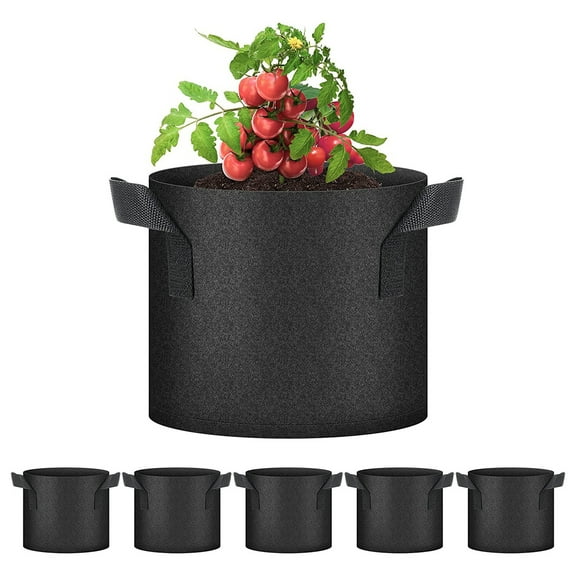 MOQIN Grow Bags, Aeration Nonwoven Fabric Plant Pots with Handles, Heavy Duty Gardening Planter for Potato, Tomato, Vegetable and Fruits, Black
