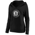 thumbnail image 2 of Women's Fanatics Black Brooklyn Nets Primary Logo V-Neck Pullover Hoodie, 2 of 3