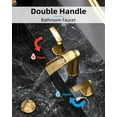 thumbnail image 3 of Brushed Gold Bathroom Faucet 3 Hole, Waterfall 8 Inch Widespread Bathroom Sink Faucet with Pop-up Drain, Two-Handle Faucet for Bathroom Sink, 3 of 17