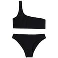 thumbnail image 2 of ZAFUL for Women One Shoulder Bikini Top and Bottoms Black M, 2 of 5