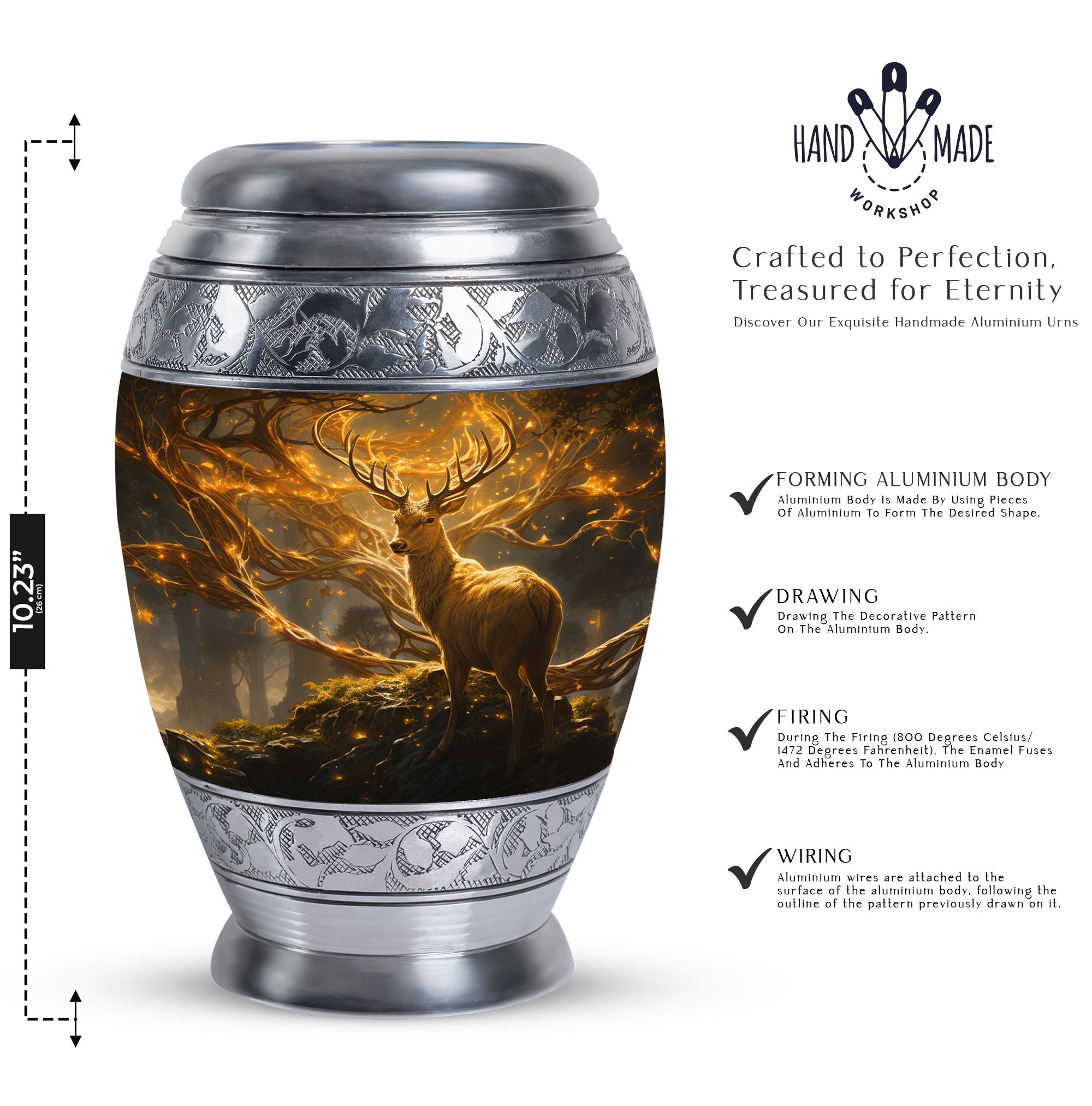 Funeral Handcrafted Brown Forest Urns For Human Ashes Men And Women - Large Memorial Urn For Human Ashes Adult Mom And Dad - Cremation Gift For Decorative - 10Inch And 200Lbs Include Velvet Bag