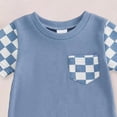thumbnail image 3 of CAICJ98 Newborn Baby Boy Girl Clothes Checkered Plaid Romper Jumpsuit Short Sleeve One-Piece Bodysuit Infant Summer Outfit (Blue,0-3 Months), 3 of 4