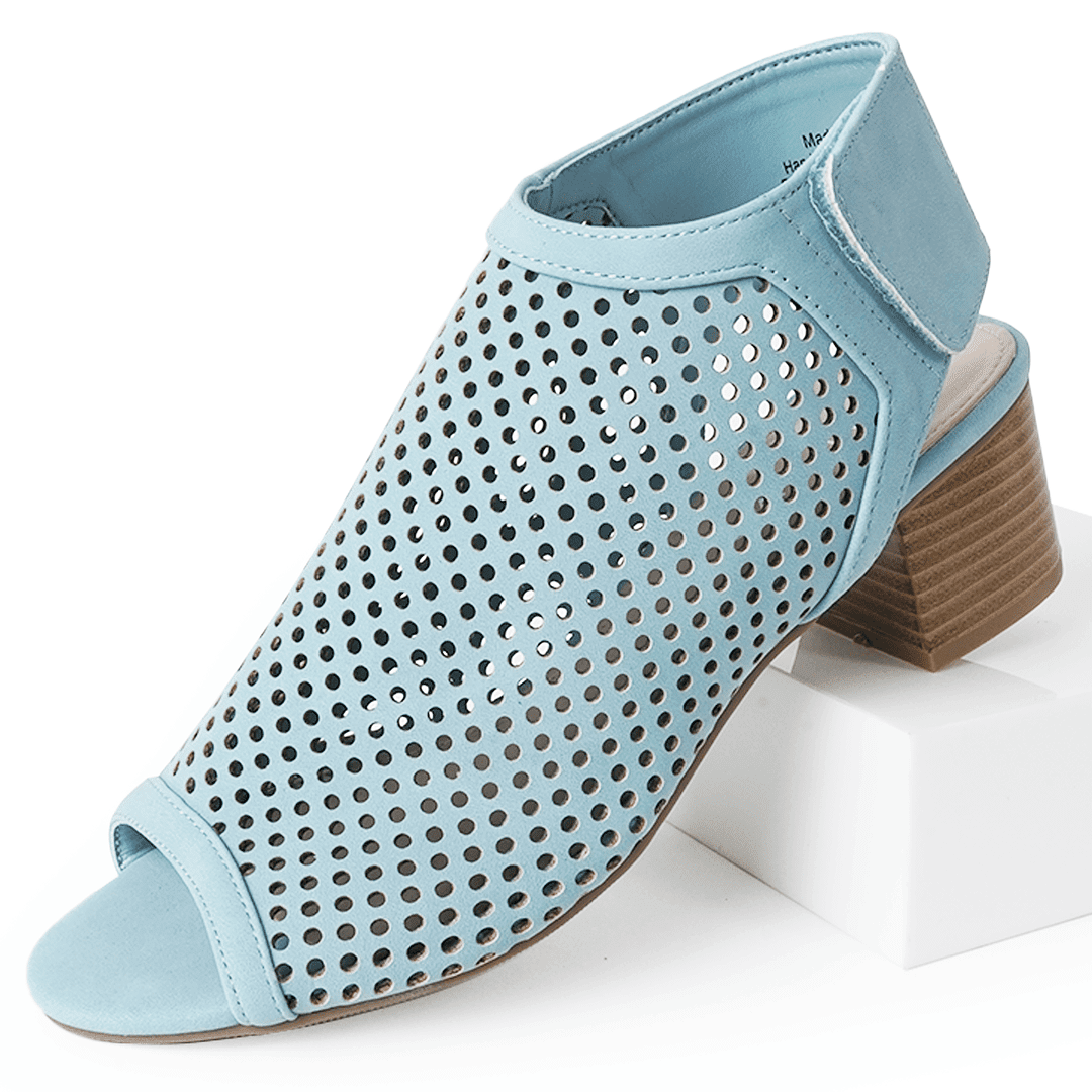 J. Adams Maddie Booties for Women - Peep Open Toe Low Block Chunky Heel Hook & Loop Strap Sandals