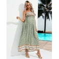 thumbnail image 5 of HYwys Women s Maternity Dresses Boho Strapless Summer Casual Floral Maxi Dress Light Green M, 5 of 7